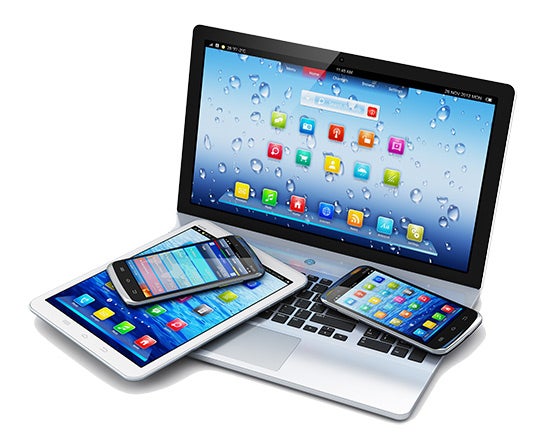 various streaming capable devices from laptop to ipad to mobile